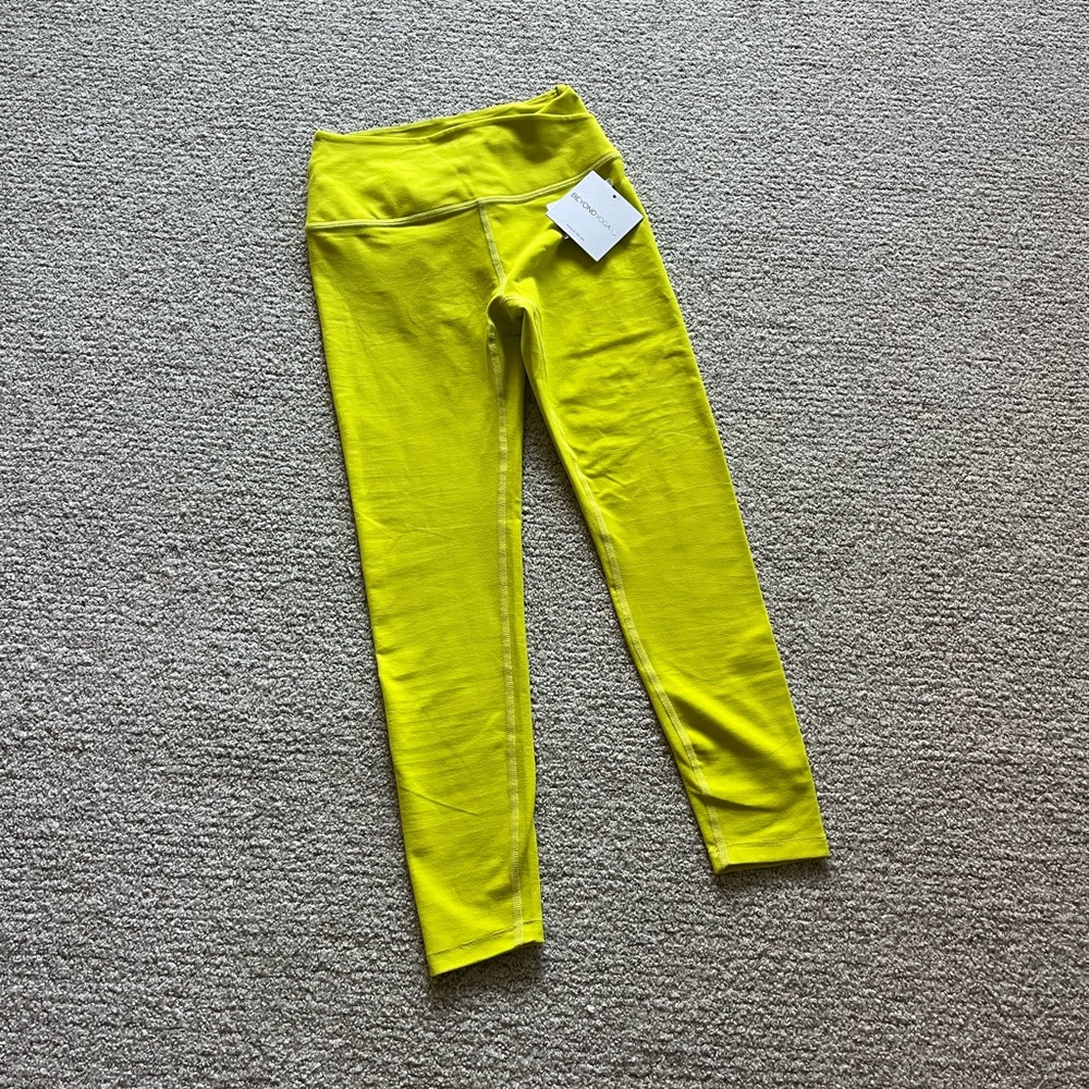 Highlighter Yellow Beyond Yoga Leggings, small, nwt